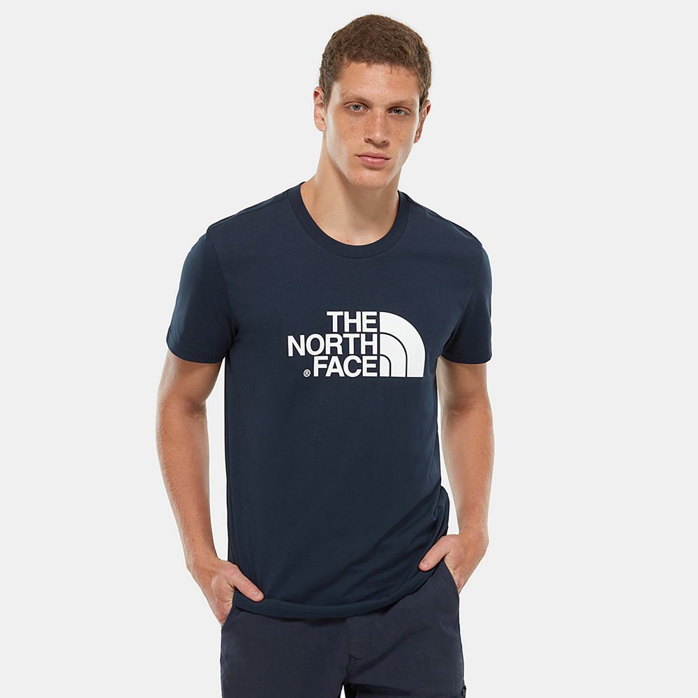 The North Face T-Shirts Mens Australia - The North Face Easy Navy / White (KBI-682540)